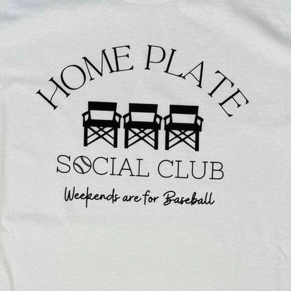 Home Plate Baseball Social Club Medium White Women's T-Shirt Short Sleeves - Picture 3 of 7